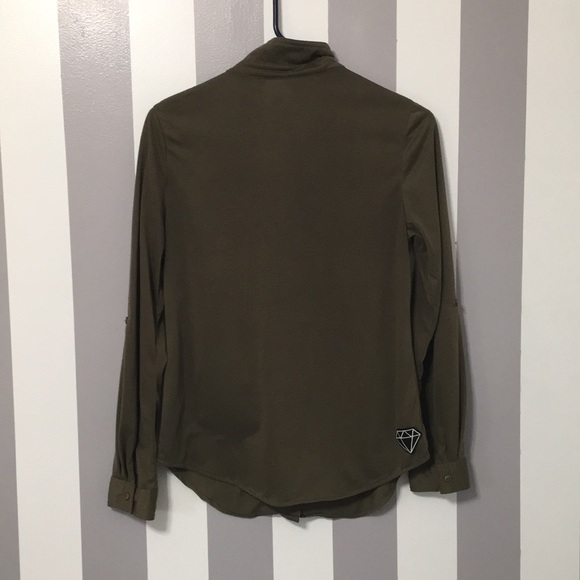 Collared-Dark Green button down shirt - Picture 2 of 3